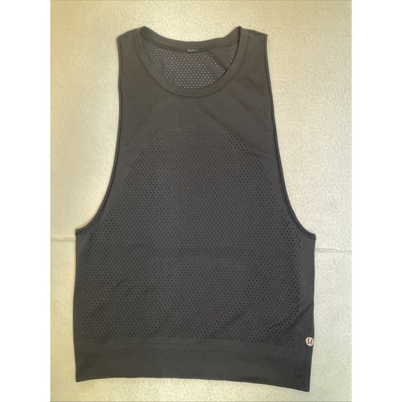Lemon Tops - Lululemon Breeze By Muscle Tank Black Sleeveless Mesh Top Women's‎ Size 4